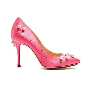 NWT Charlotte Olympia Satin Embellished Bacall Pumps